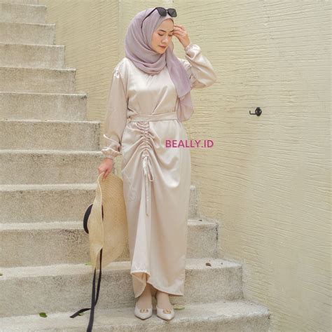 Jual Dress Serut Satin Gamis Serut Abelia Dress Baju Kondangan