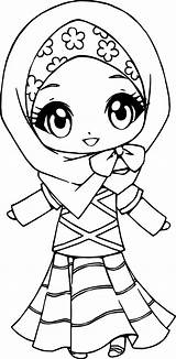 Muslim Coloring Girl Pages Drawing Printable Anime Islamic Kids Girls Color Sketch Sheets Getdrawings Getcolorings Print Chibi Drawings Unique Kid sketch template