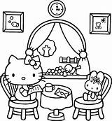 Kitty Hello Coloring Pages Valentine Kids Printable Printing sketch template
