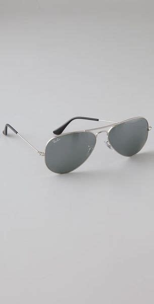ray ban mirrored aviator metal sunglasses in black silver lyst