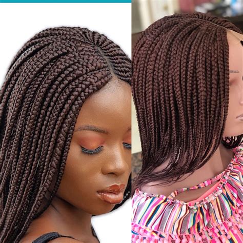 braided wig box braids color 33 14inches long wig for black etsy