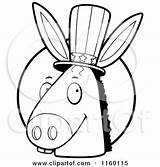 Donkey Democratic Head Cartoon Clipart Front Circle Cory Thoman Outlined Coloring Vector Royalty Elephant Flag Clipartof Clip sketch template