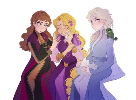 elsa and anna with crying rapunzel by emiliafairy2004 on deviantart