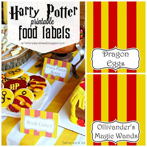 tattered  inked harry potter party  printables  source list