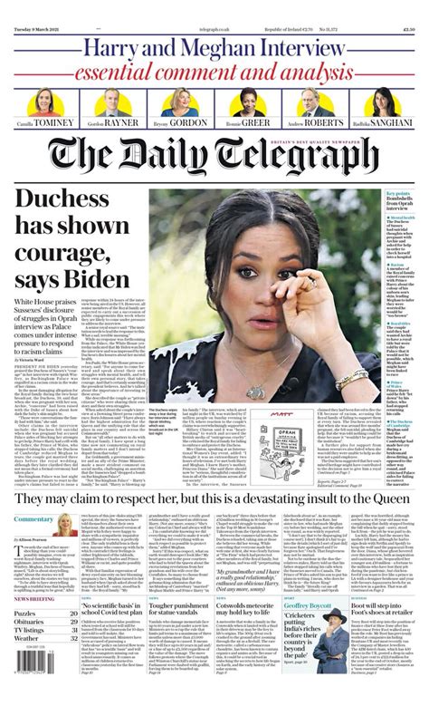 Daily Telegraph Front Page 12th Of August 2020 Tomorrow S Papers Today