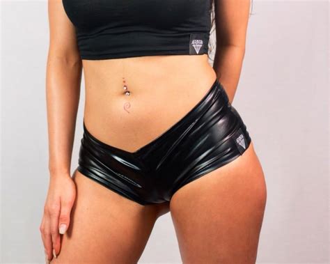 Faux Leather Booty Shorts Wet Look Vinyl Booty Shorts