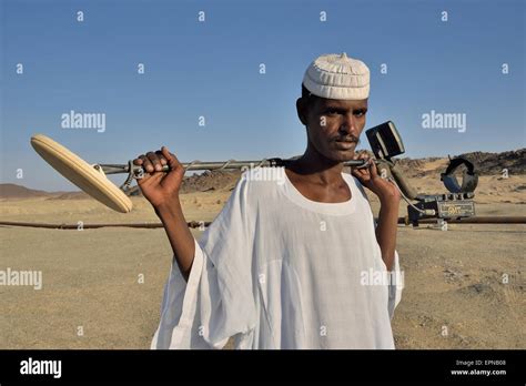 gold seeker  metal detector  abu sara nubia sudan stock photo alamy