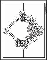 Coloring Rustic Pages Flowers Bouquet Flower Wreath Garland Roses Pdf Print Colorwithfuzzy sketch template