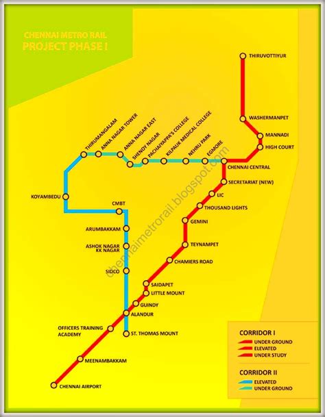 chennai metro rail project route map picslatest phase plan map
