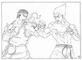 Fighter Street Coloring Pages Tekken Akuma Lines Deviantart Template Line sketch template