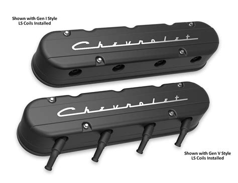 holley    pc ls chevrolet script valve covers black machined finish
