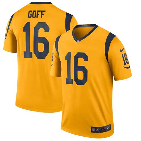 jared goff los angeles rams nike color rush legend player jersey gold