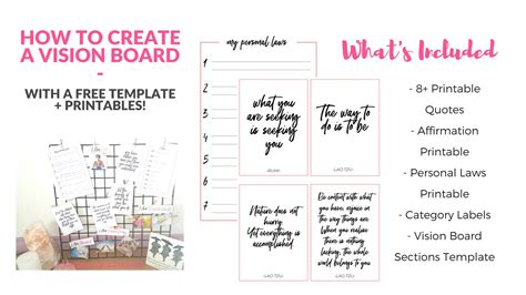 creating  vision board    template printables promo