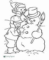 Snowman Coloring Pages Christmas Printable Colouring Making Vintage Winter Kids Clipart Build Building Book Sheets Santa sketch template