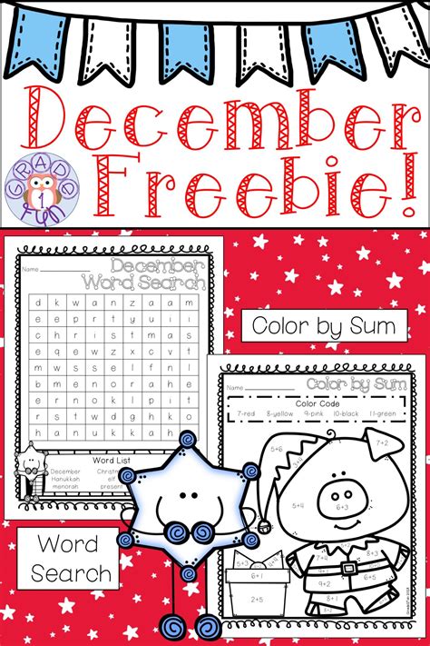 december freebie includes  december themed word search   color