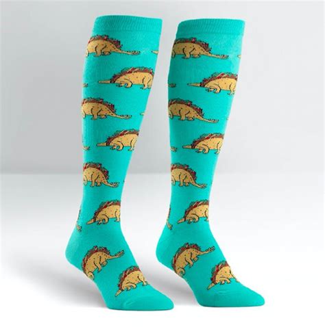 sock it to me sock it to me women s tacosaurus knee high socks multi