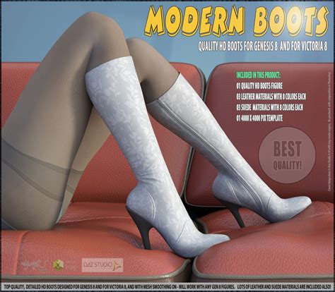 modern boots for genesis 8 and for victoria 8 3d figure