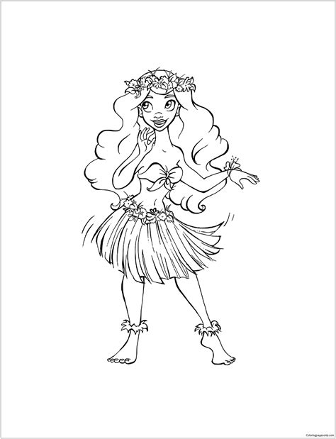 hula girl coloring page  printable coloring pages