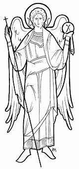 Michael Archangel St Icons Catholic Icon Drawing Byzantine Line Drawings Feast Coloring Pages Archangels Angels Saints Ca Mary Church Symbol sketch template