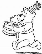 Coloring Winnie Birthday Happy Pages Pooh Cake Drawing Drawings Choose Board Clip Disney Cute sketch template