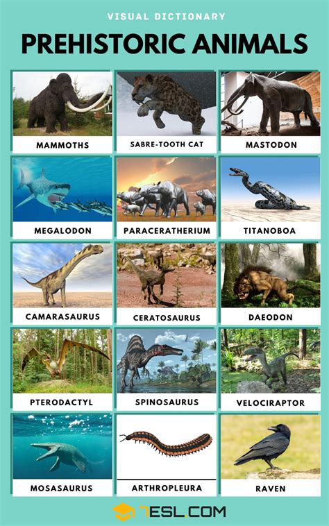 prehistoric animals list  prehistoric animals   facts esl