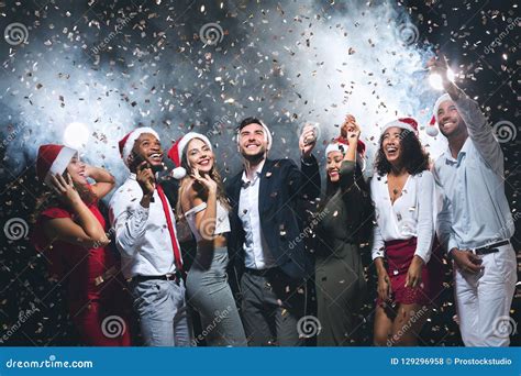 group  joyful young people celebrating  year  stock photo image  glamour