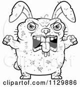 Rabbit Ugly Outlined Clipart Mad Vector Coloring Cartoon Thoman Cory Angry Drooling Royalty Clipground sketch template