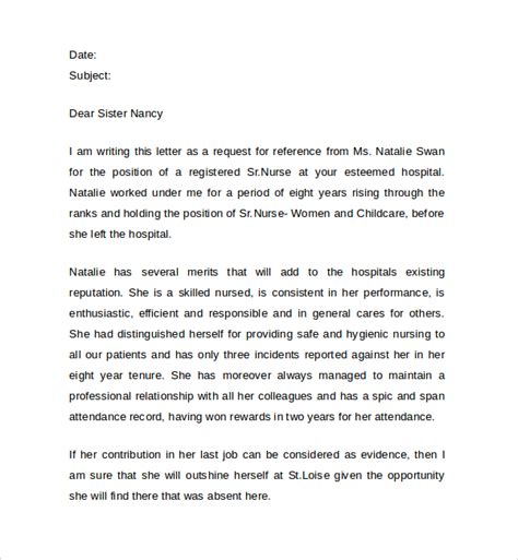 nurse reference letter templates   ms word pages