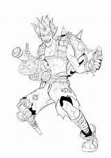 Junkrat Overwatch Chacal Frag Launcher Heros Line Genji Imprimer Zenyatta Lineart sketch template