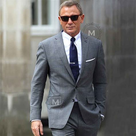 james bond  time  die suit daniel craig grey suit