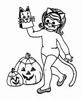 Halloween Coloring Cat Pages Costume Printable Kids Cartoon Colouring Costumes Cliparts Drawings Wild Cats Clipart Sheets Clip Color Scary Girl sketch template