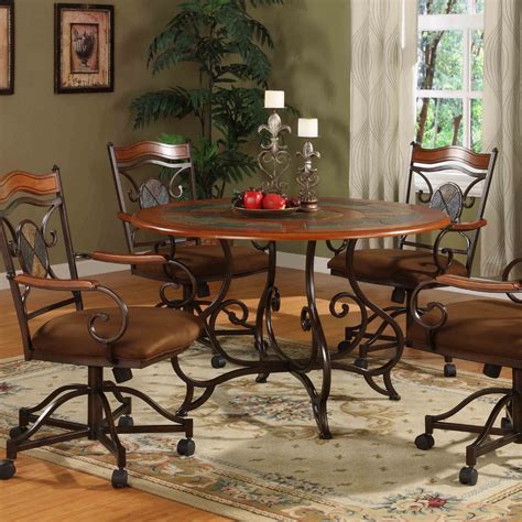 lauderhill  piece caster dining set  slate insets wwwhayneedle