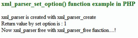 xml parser set option  php