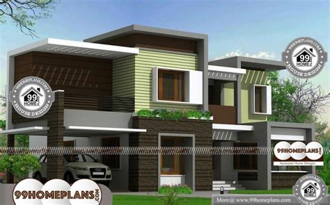 modern flat roof house plans  double storied awesome collections