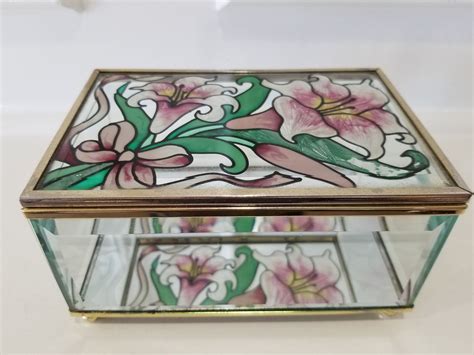 Stained Glass Jewelry Box Beveled Glass Handcrafted By