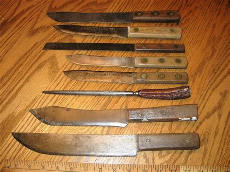 antique butcher knifes shapleigh  hand hammered vintage cutting tools antique price