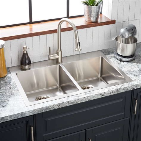 ortega double bowl stainless steel drop  sink single hole kitchen sinks sinks