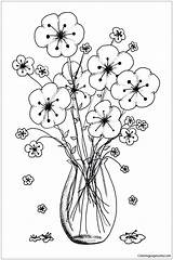 Flores Vaso Colorir Printable Desenhar sketch template