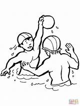 Water Polo Kids Playing Coloring Swimmer Pages Printable Drawing Sports Color Kid sketch template