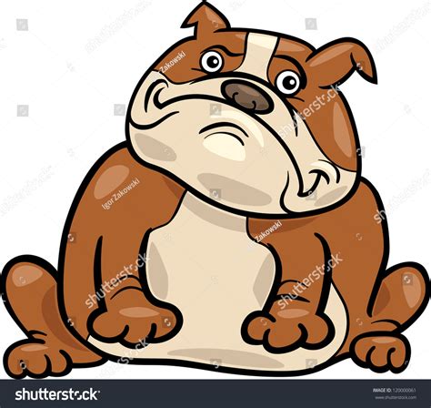 cartoon illustration  funny purebred english bulldog dog  shutterstock