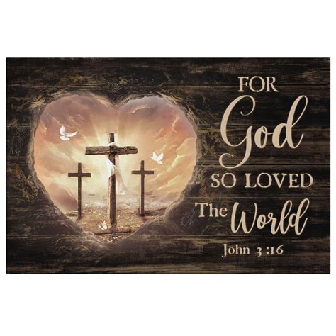 For God So Loved The World John 3 16 Bible Verse Canvas Wall Art
