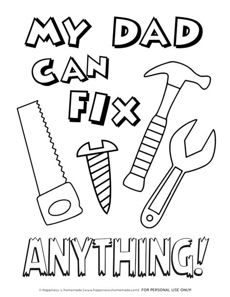 printable fathers day card coloring page happiness  homemade