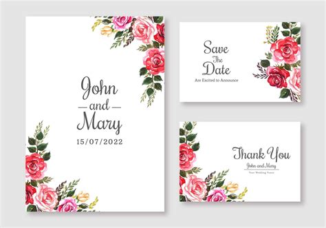 colorful floral wedding cards set 1041338 vector art at