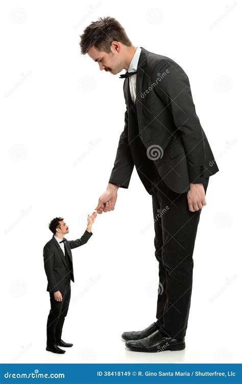 giant businessman shaking hands  small man stock image image