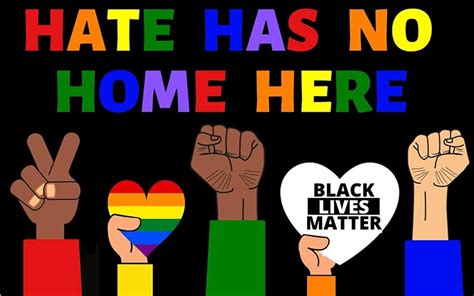 hate has no home here yard sign cropped outside in