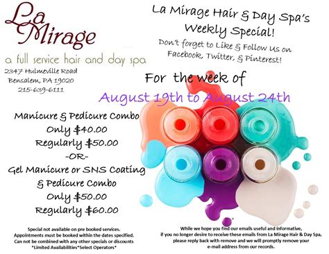 la mirage hair day spa  happy  present    weekly