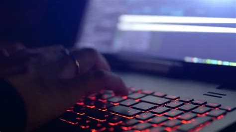 hacker typing   laptop stock video motion array