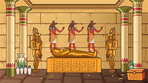 Ancient Egyptian Tomb Background Cartoon Vector Clipart
