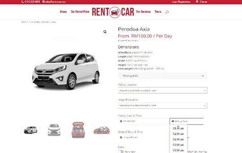 car booking rental website sabah web design
