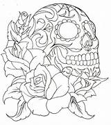 Caveira Flores Colorir Skulls Tudodesenhos Drawings Trace Scull sketch template